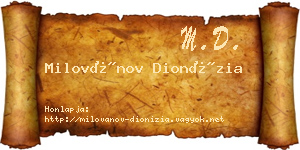 Milovánov Dionízia névjegykártya